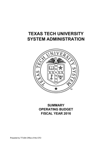 TEXAS TECH UNIVERSITY SYSTEM ADMINISTRATION SUMMARY OPERATING BUDGET