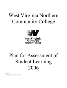 West Virginia Northern Community College Plan for Assessment of