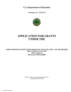 APPLICATION FOR GRANTS UNDER THE U.S. Department of Education