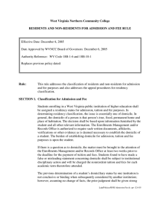 Effective Date: December 6, 2005 West Virginia Northern Community College