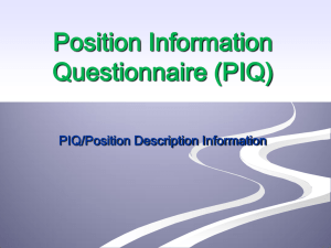 Position Information Questionnaire (PIQ)  PIQ/Position Description Information