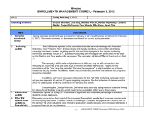 Minutes – February 3, 2012 ENROLLMENTS MANAGEMENT COUNCIL