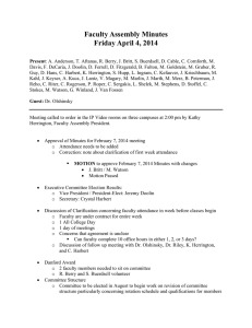 Faculty Assembly Minutes Friday April 4, 2014