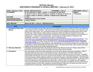 OFFICIAL Minutes NORTHERN’S PRESIDENT’S COUNCIL MEETING – February 21, 2012
