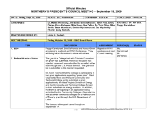 Official Minutes NORTHERN’S PRESIDENT’S COUNCIL MEETING – September 18, 2009
