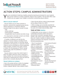 Y ACTION STEPS: CAMPUS ADMINISTRATORS April is SAAM Sexual Assault