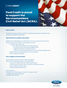 Ford Credit is proud to support the Servicemembers Civil Relief Act (SCRA).