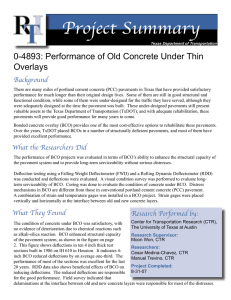 Project Summary 0-4893: Performance of Old Concrete Under Thin Overlays Background
