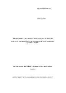 GENERAL DISTRIBUTION OCDE/GD(95)77 THE MEASUREMENT OF SCIENTIFIC AND TECHNOLOGICAL ACTIVITIES