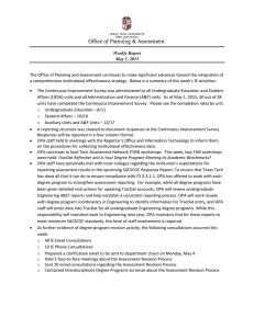 The Office of Planning and Assessment continues to make significant... Weekly Report May 1, 2015
