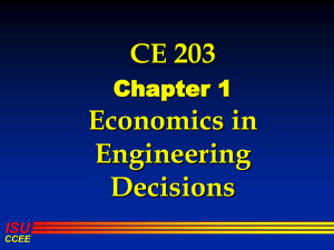 CE 203 Economics in Engineering Decisions