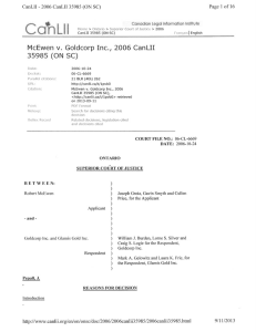 McEwen v. Goldcorp Inc., 2006 CanLII 35985 (ON SC) Page 1 of 16