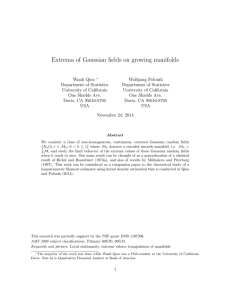 Extrema of Gaussian fields on growing manifolds