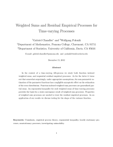 Weighted Sums and Residual Empirical Processes for Time-varying Processes