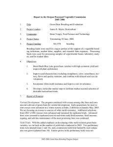 Report to the Oregon Processed Vegetable Commission 2005–2006 1. Title: