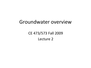 Groundwater overview CE 473/573 Fall 2009 Lecture 2
