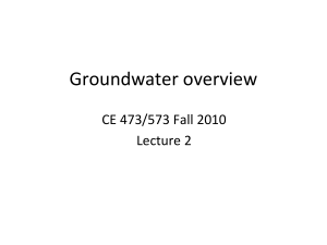 Groundwater overview CE 473/573 Fall 2010 Lecture 2