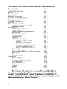 Table of Contents - Ford Interest Advantage Online Access Terms...