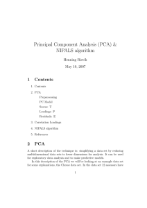 Principal Component Analysis (PCA) &amp; NIPALS algorithm 1 Contents