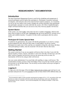 RESEARCHER/P.I. DOCUMENTATION Introduction