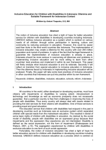 Inclusive Education for Children with Disabilities In Indonesia: Dilemma and