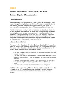 DECSC Business 50B Proposal:  Online Course – Jan Novak
