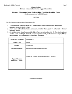 Distance Education Course Delivery Plan Checklist/Tracking Form