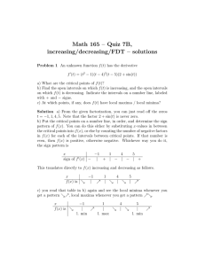 Math 165 – Quiz 7B, increasing/decreasing/FDT – solutions