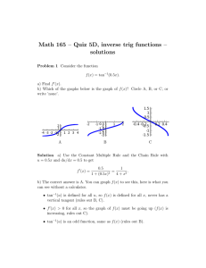 Math 165 – Quiz 5D, inverse trig functions – solutions