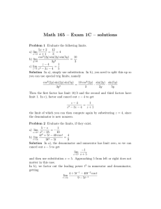 Math 165 – Exam 1C – solutions