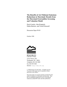 The Benefits of Air Pollutant Emissions Reductions in Maryland: Results from