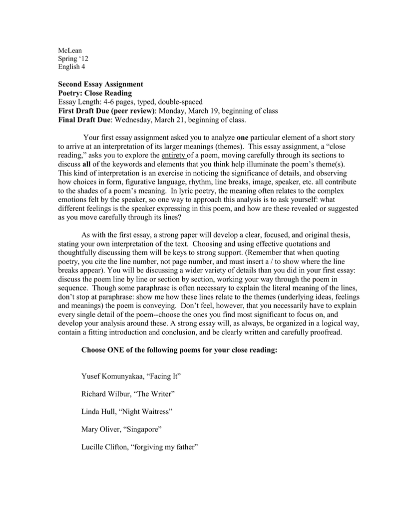 Essay Length 4 6 Pages Typed Double spaced One