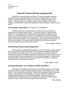 Tamed &amp; Trained: Writing Assignment #3