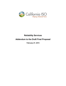 Reliability Services Addendum to the Draft Final Proposal February 27, 2015