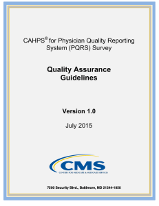 Quality Assurance Guidelines CAHPS