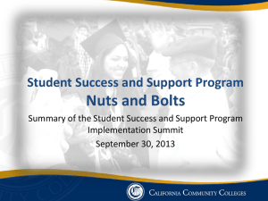 Nuts and Bolts Student Success and Support Program Implementation Summit