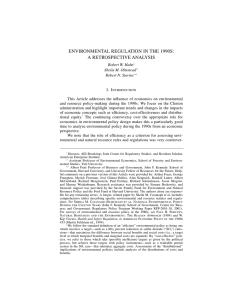 ENVIRONMENTAL REGULATION IN THE 1990S: A RETROSPECTIVE ANALYSIS
