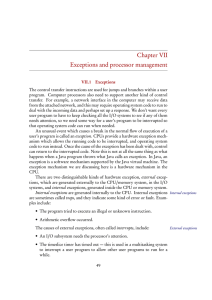 Chapter VII Exceptions and processor management