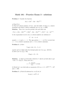 Math 181 - Practice Exam 3 - solutions