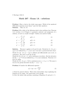 Math 267 - Exam 1A - solutions