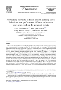 Preweaning mortality in loose-housed lactating sows: Behavioral and performance differences between