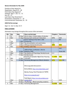 General Schedule for Fall, 2009 Faculty on Duty: August 24