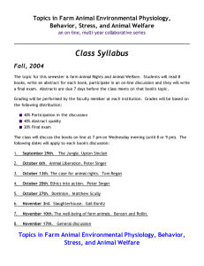 Class Syllabus Topics in Farm Animal Environmental Physiology, Fall, 2004