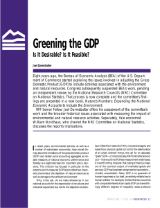 Greening the GDP Is It Desirable? Is It Feasible?