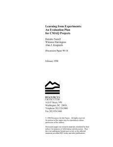 Learning from Experiments: An Evaluation Plan for CMAQ Projects Deirdre Farrell