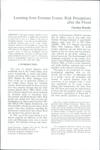 Learning from Extreme Events: Risk Perceptions after the Flood Carolyn Kousky