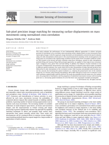 Sub-pixel precision image matching for measuring surface displacements on mass