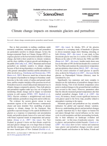Climate change impacts on mountain glaciers and permafrost Editorial
