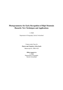 Photogrammetry for Early Recognition of High Mountain