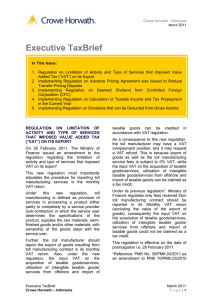 In This Issue: Added Tax (“VAT”) on its Export